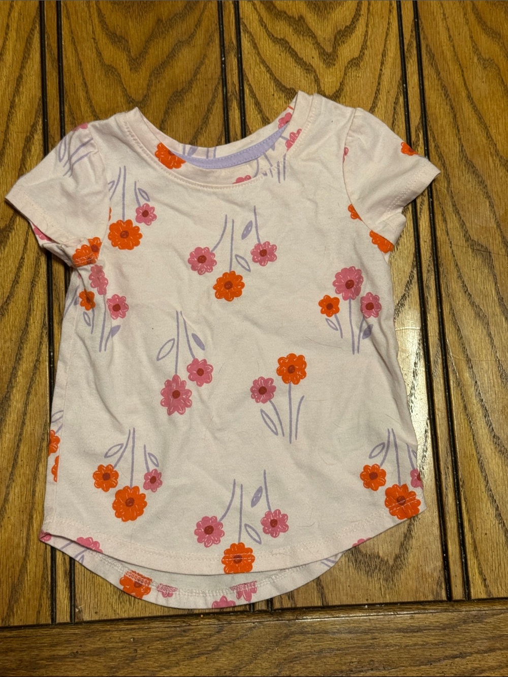 Girls' Pink Floral Short-Sleeve Tee